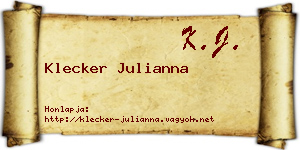 Klecker Julianna névjegykártya